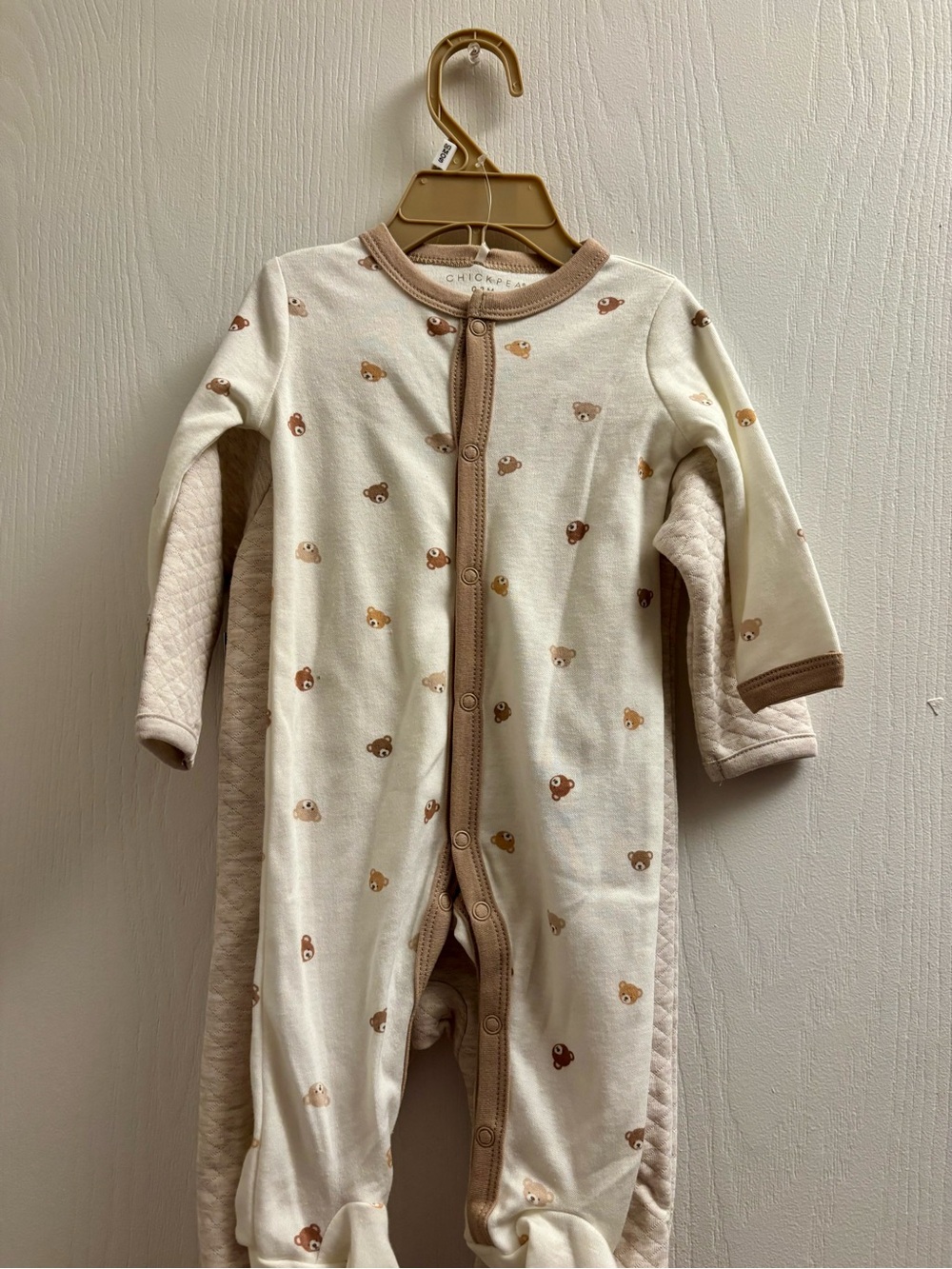 Chick Pea 2 Pack Sleepers Long Sleeve Footed Bear Print 0-3M Snap Up new w tags